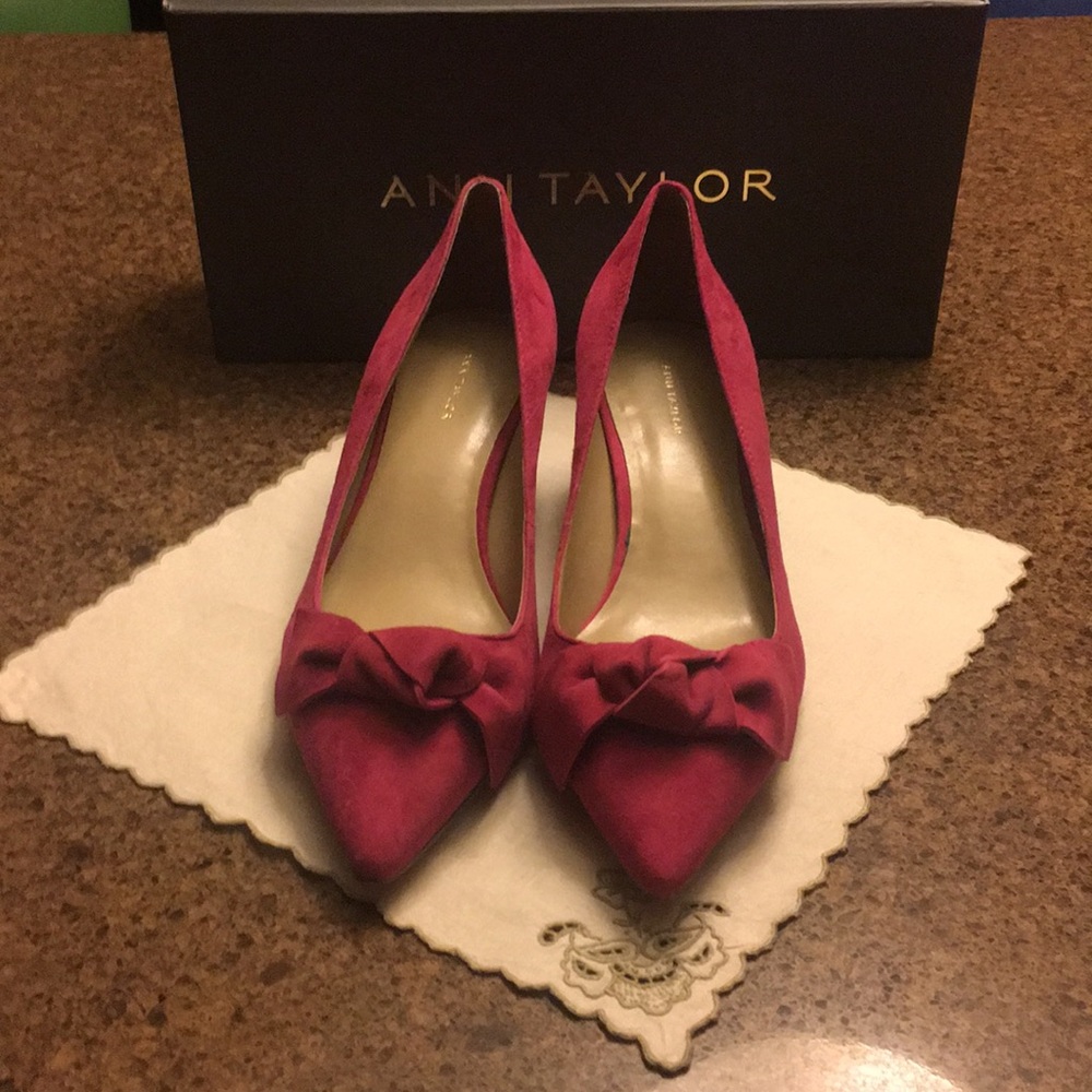 Ann Taylor pink suede heels.